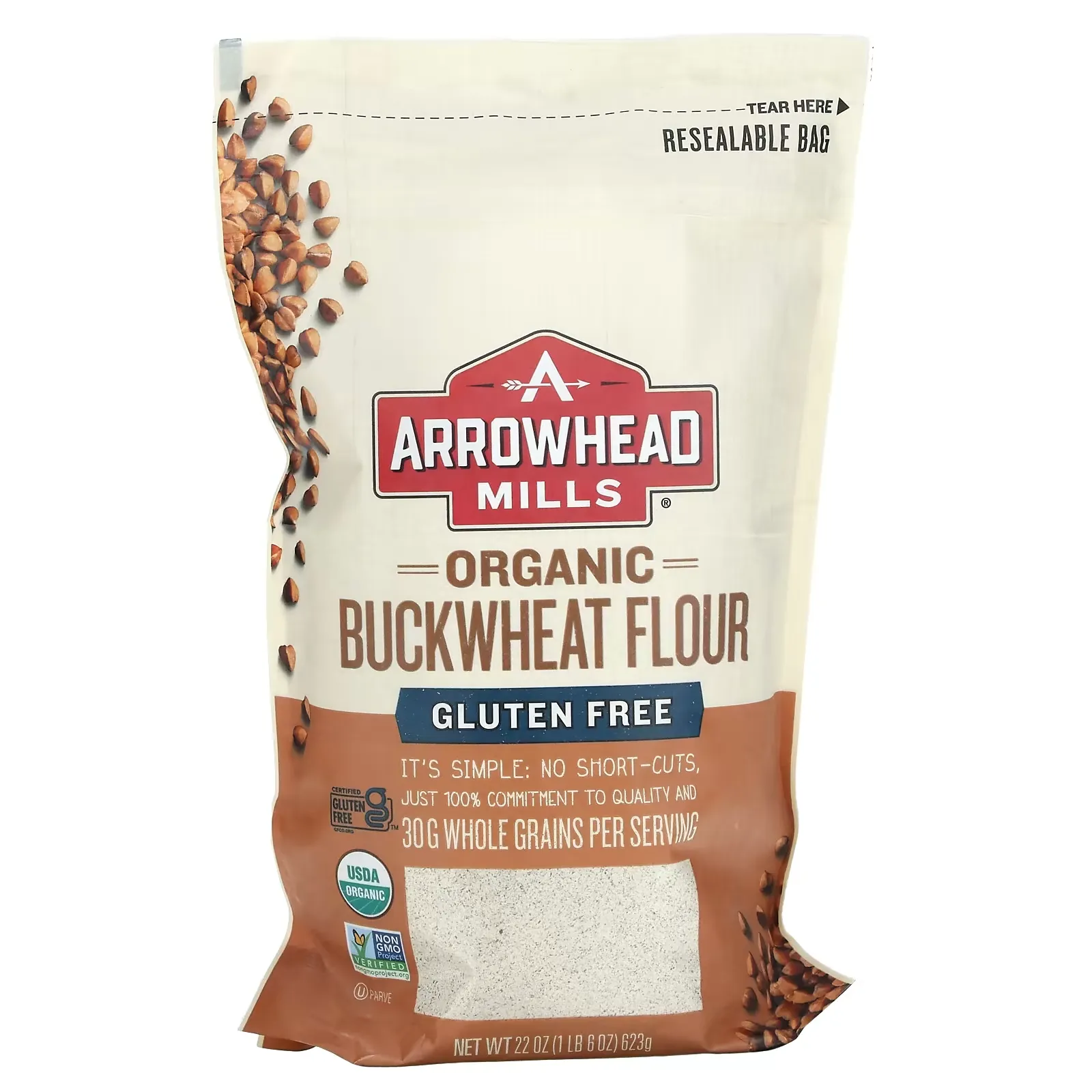 Organic Buckwheat Flour, Gluten Free, 22 oz (623 g)