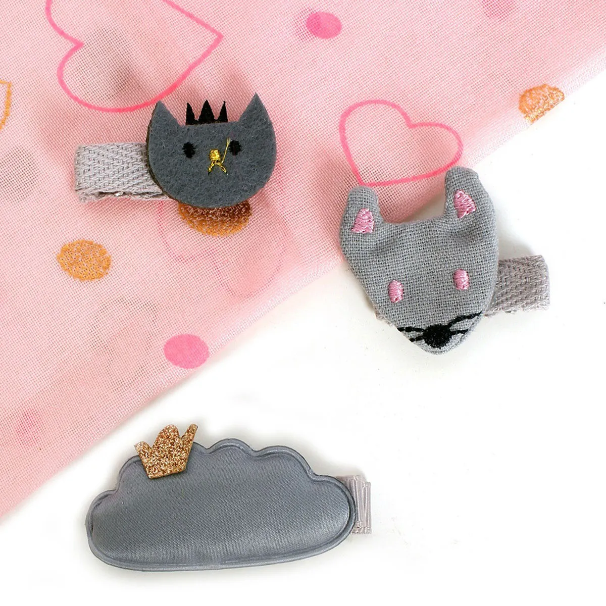 Lil' Star by Ayesha Set Of Grey Embellished Hair Clips For Kids, Children And Girls(3pcs)