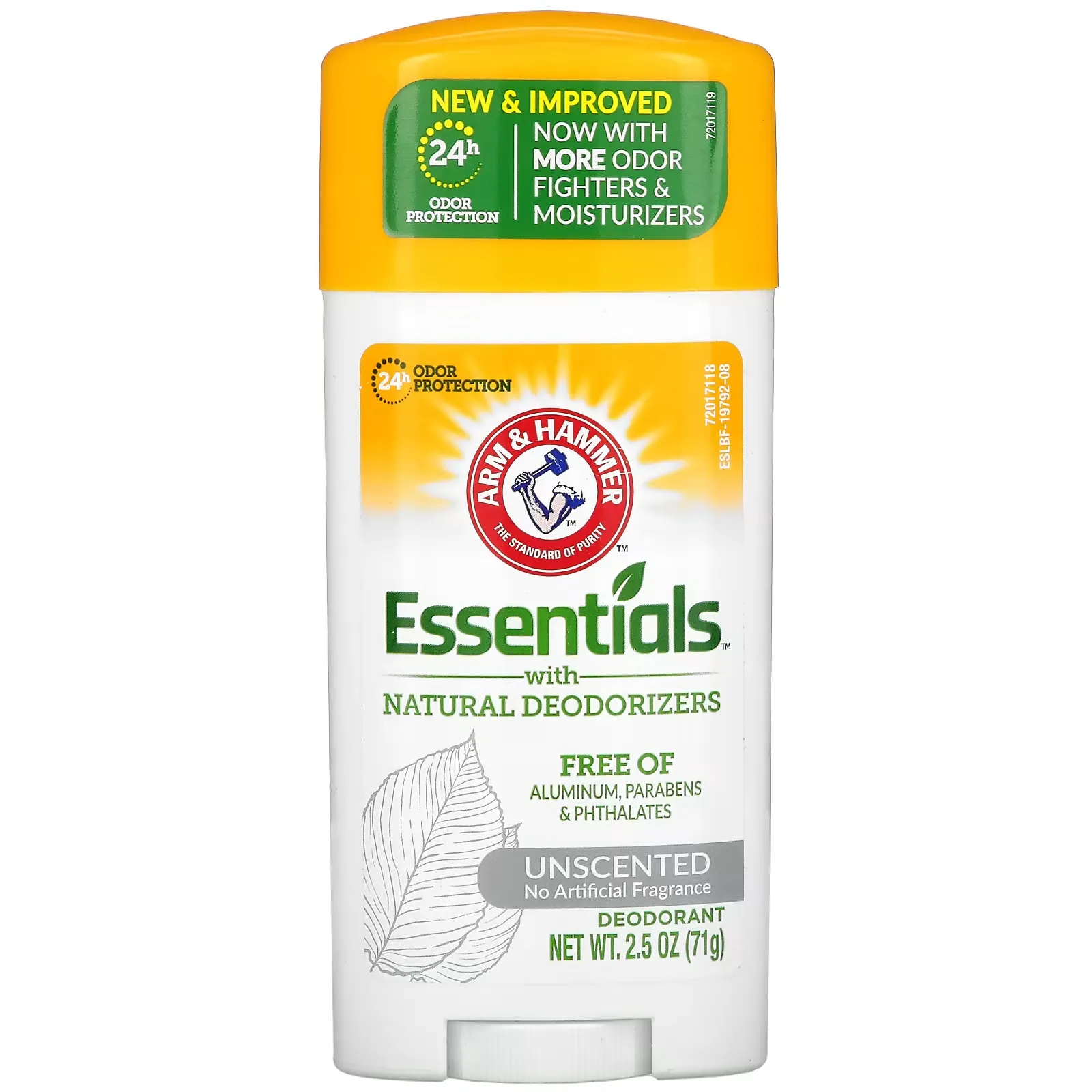 Essentials with Natural Deodorizers, Deodorant, Unscented, 2.5 oz (71 g)