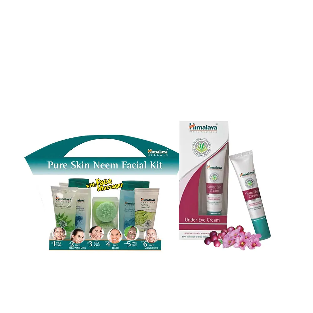 Himalaya Neem Facial Kit with Face Massager & Under Eye Cream Combo