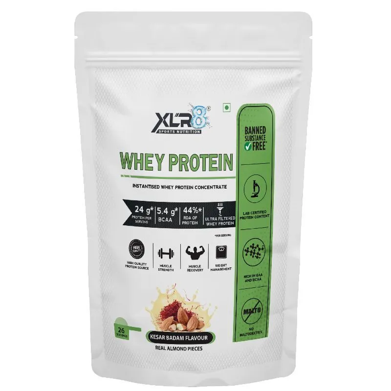 XLR8 Sports Nutrition Whey Protein With 24g Protein & 5.4 G BCAA - Kesar Badam