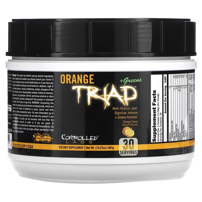 Orange Triad + Greens, Orange, 14.37 oz (407 g)