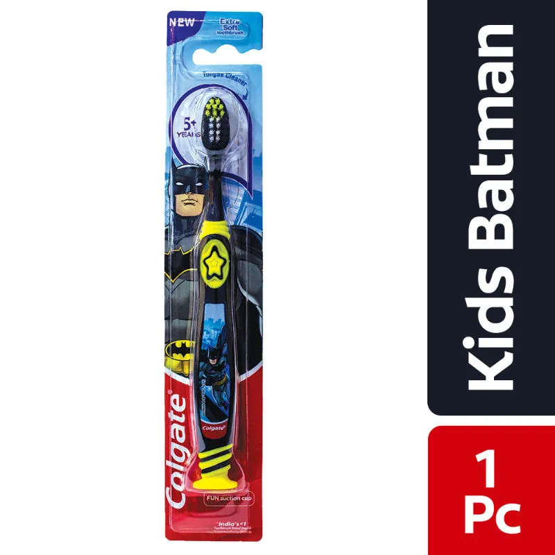 Colgate Kids Batman Toothbrush, Extra Soft with Tongue Cleaner - 1 Pc