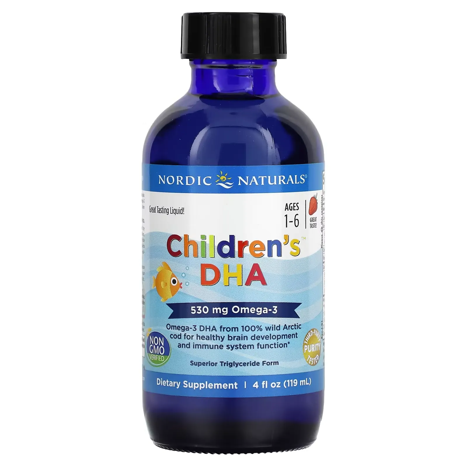 Children's DHA, Ages 1-6, Strawberry, 530 mg, 4 fl oz (119 ml)