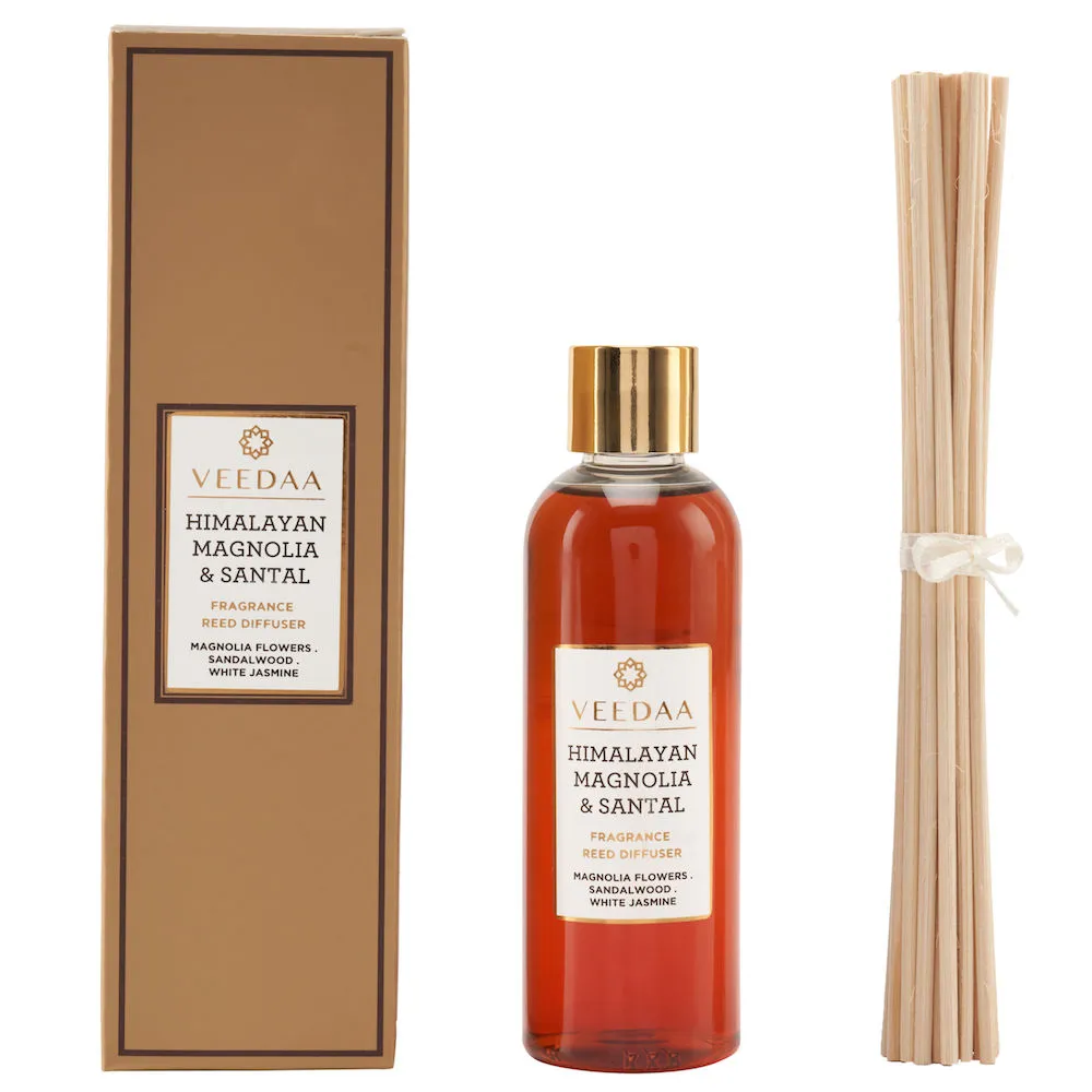 Veedaa Candles Himalayan Magnolia & Santal Diffuser Oil Refill & Reeds Set