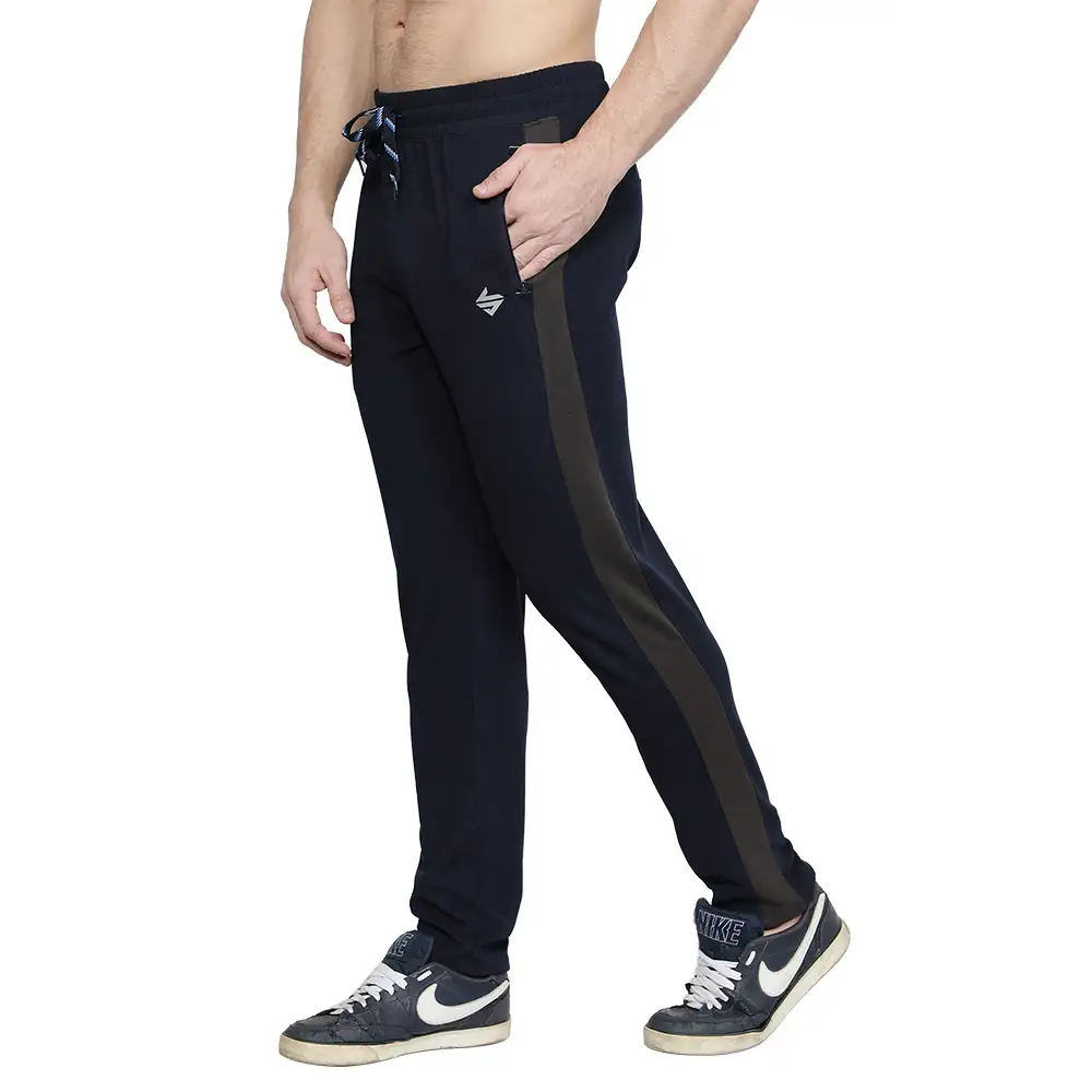 John Ally Men's Gym & Sports Trackpant with Two Zipper Pockets,  Midnight Blue  XL