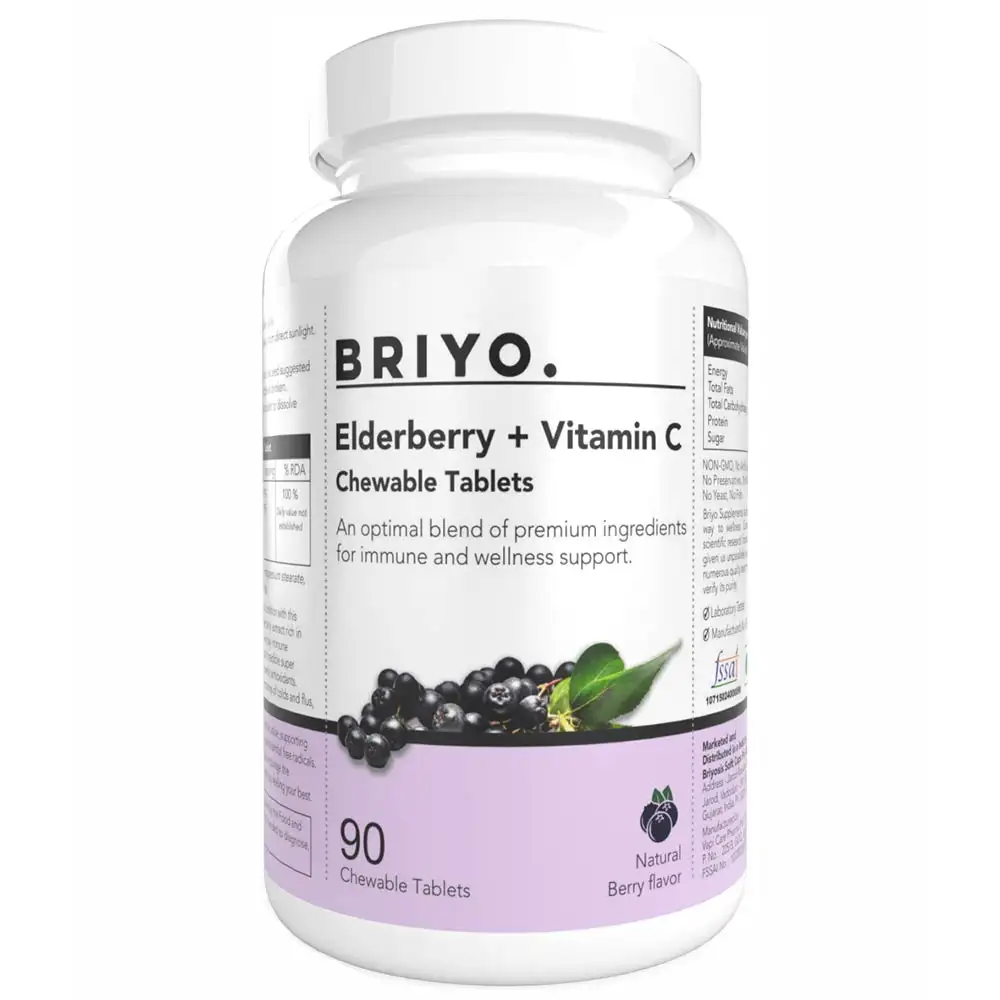 Briyo Elderberry + Vitamin C,  90 chewable tablet(s)  Natural Berry