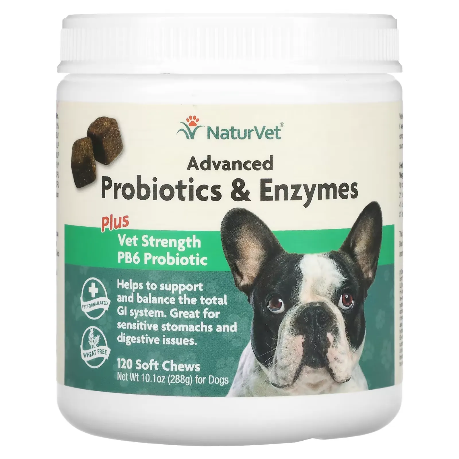 Advanced Probiotics & Enzymes, Plus Vet Strength PB6 Probiotic, For Dogs, 120 Soft Chews, 10.1 oz (288 g)