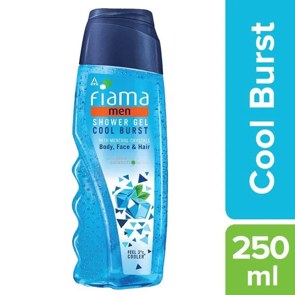 Fiama Men Cool Burst Shower Gel With Menthol Crystals Body,Face&Hair With Skin Conditioners