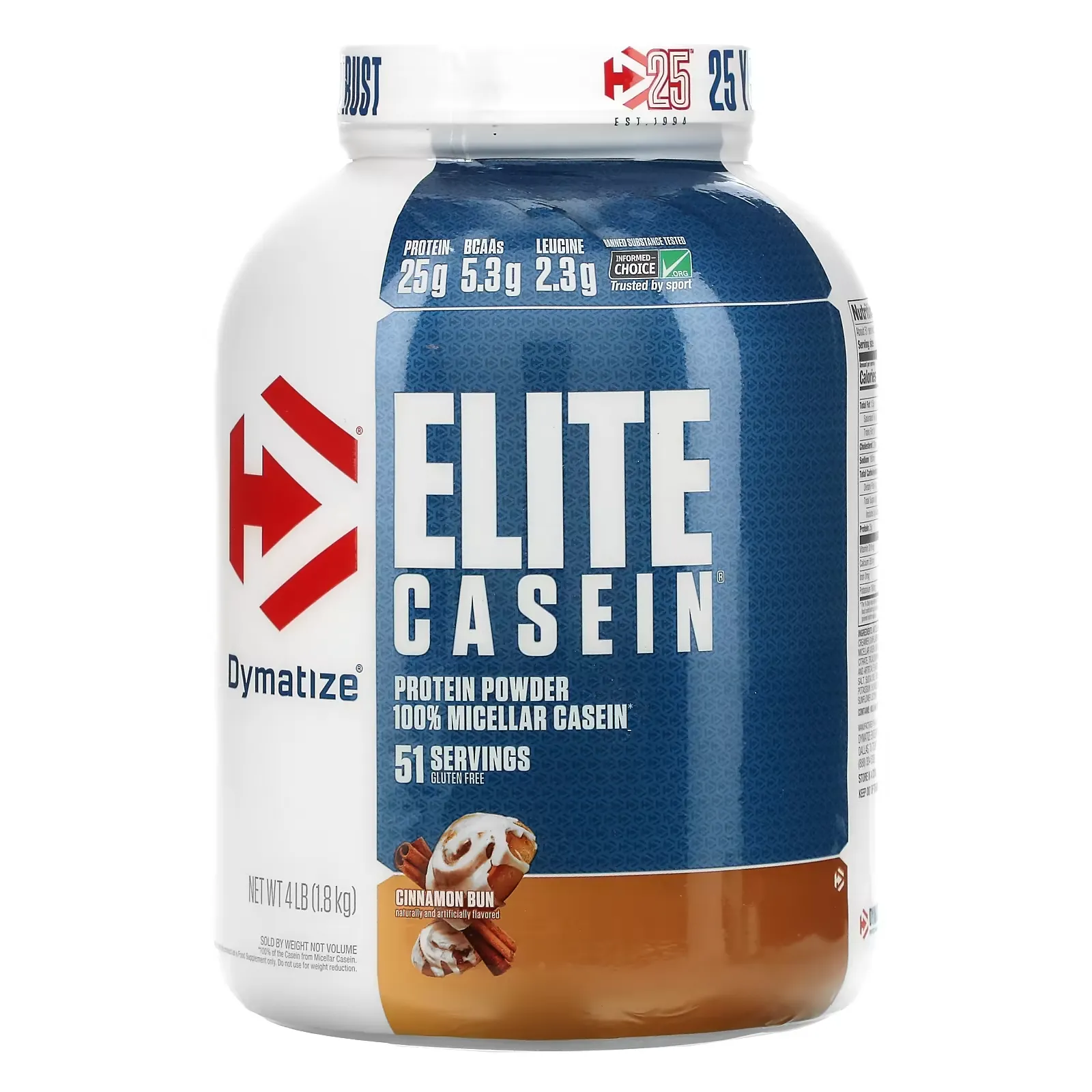 Elite Casein, Cinnamon Bun, 4 lb (1.8 kg)