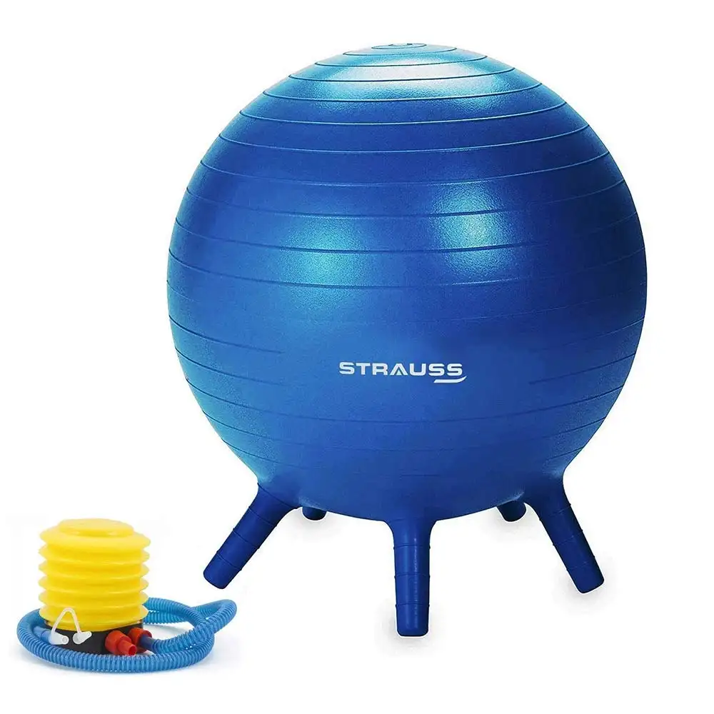 Strauss Stability Legs Anti Burst Gym Ball with Foot Pump,  Blue  55 cm