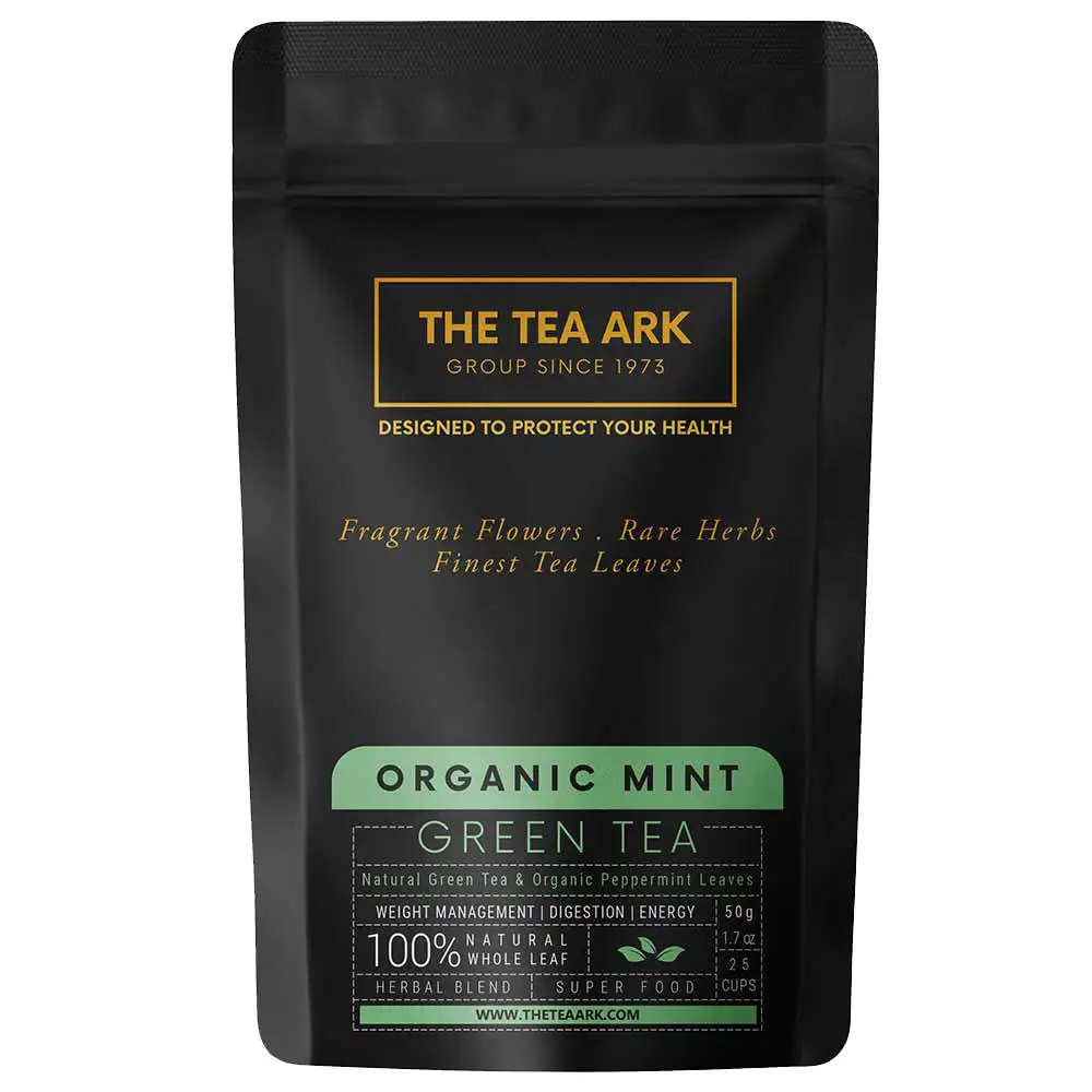 The Tea Ark Organic Mint Green Tea,  50 g  100% Natural - Pouch