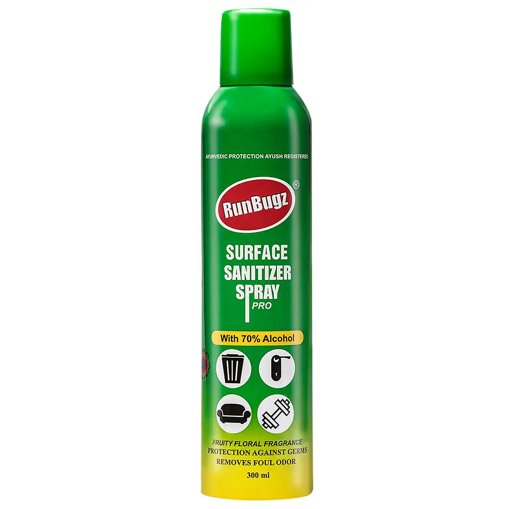 RunBugz Surface Sanitizer Spray Pro with 70% Alcohol,  Fruity Floral  300 ml  Protection from Germs