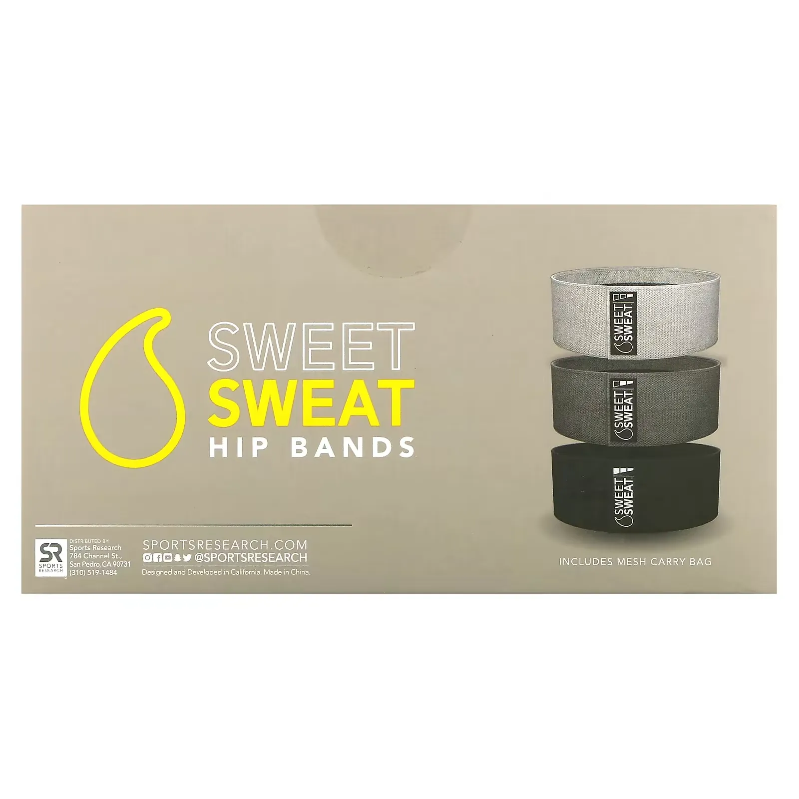 Sweet Sweat Hip Bands, Gray, 3 Bands