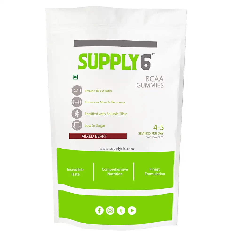 Supply6 BCAA,  60 gummies  15 Servings  Mixed Berry