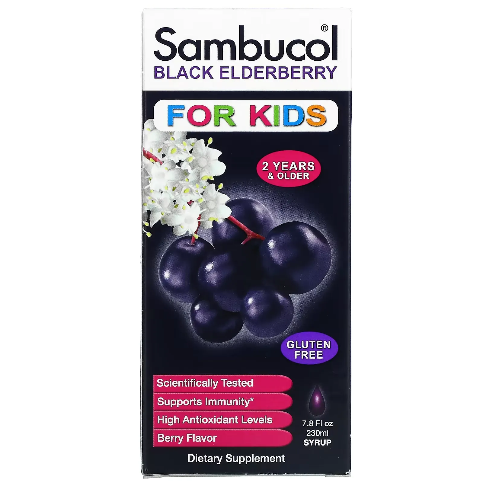 Black Elderberry Syrup, For Kids, Berry Flavor, 7.8 fl oz (230 ml)