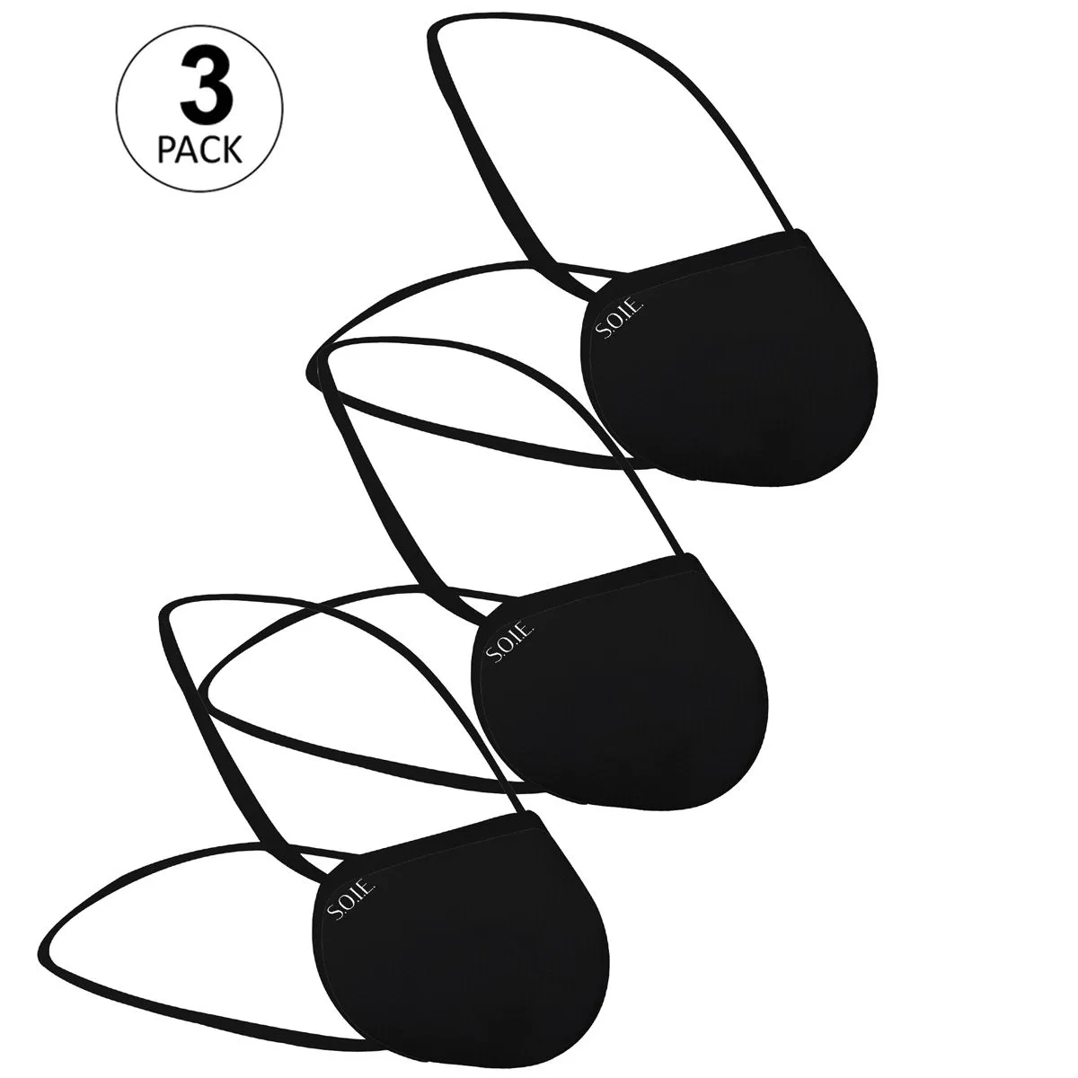 S.O.I.E 8 Layer Reusable Sn 99.9 Protection Head Loops Freedom Mask Pack Of 3 - Black