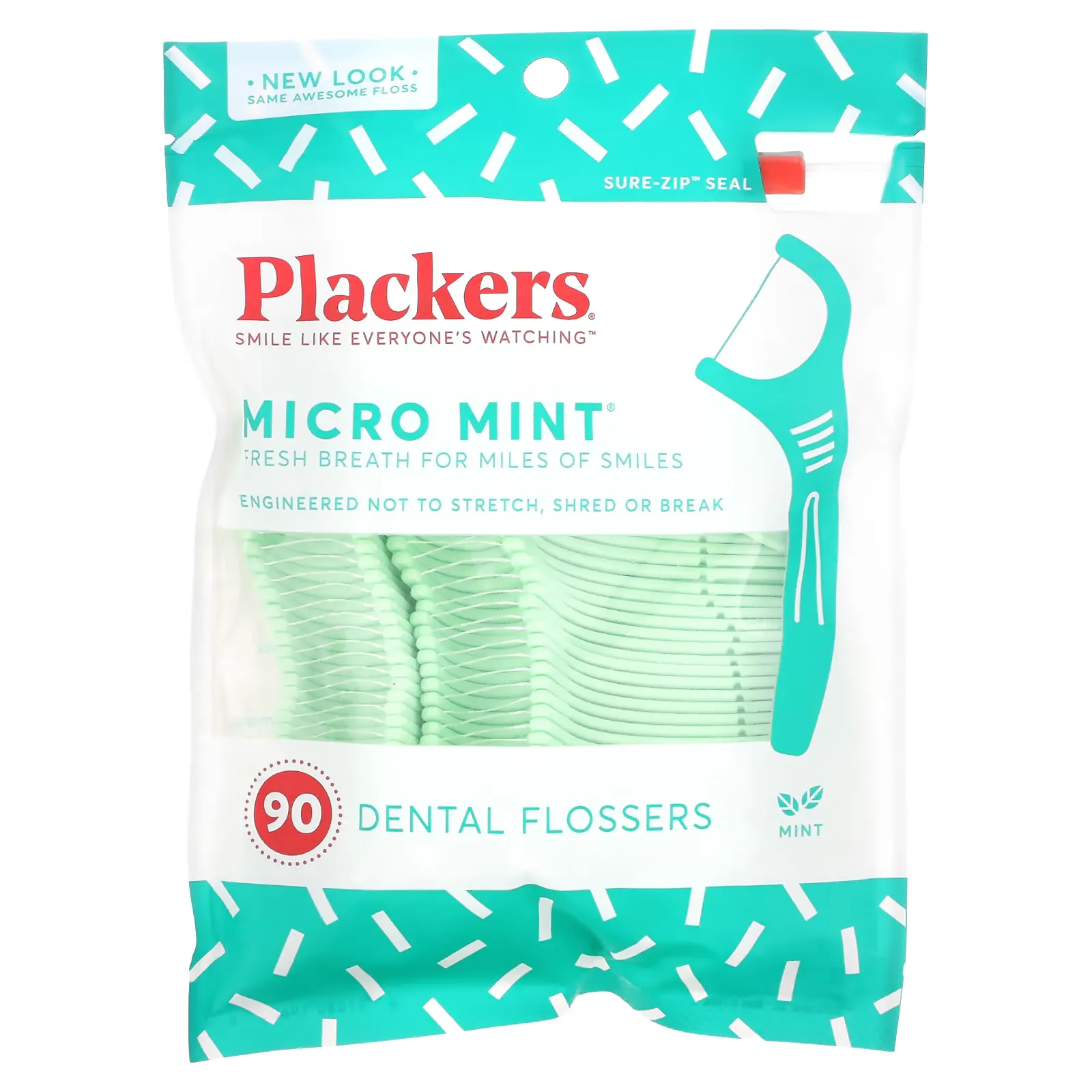 Micro Mint, Dental Flossers, Mint, 90 Count