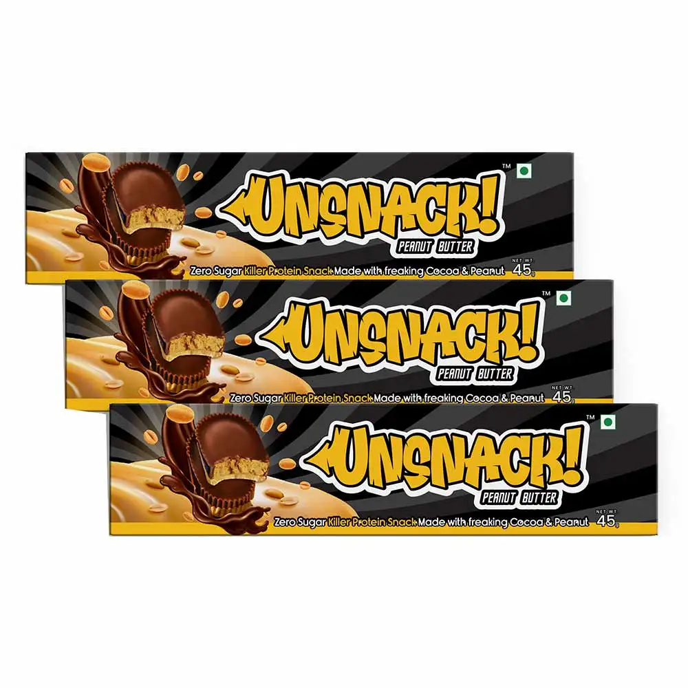 Unsnack Peanut Butter,  45 g  Natural Pack of 3