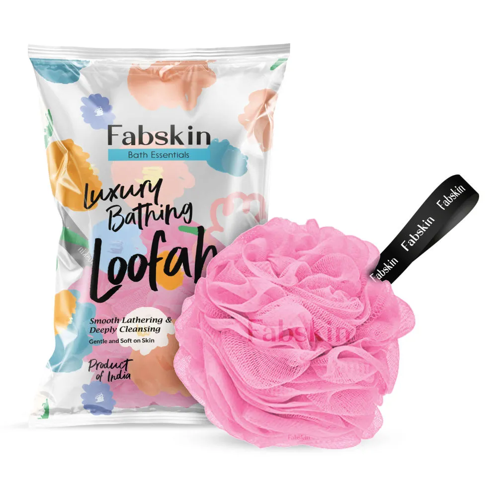 Fabskin Luxury Bathing Round Loofah Bath Sponge - Pink