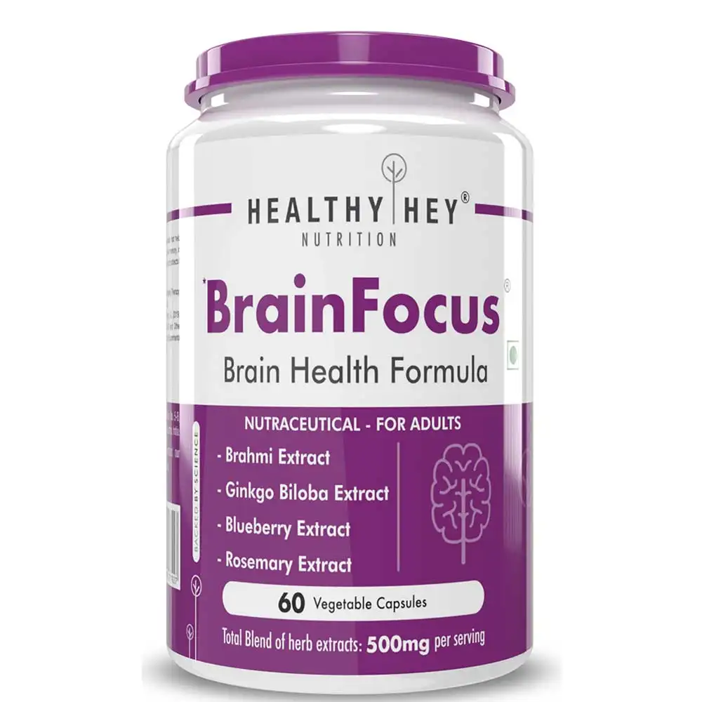 HealthyHey Nutrition BrainFocus Brain Health Formula,  60 capsules