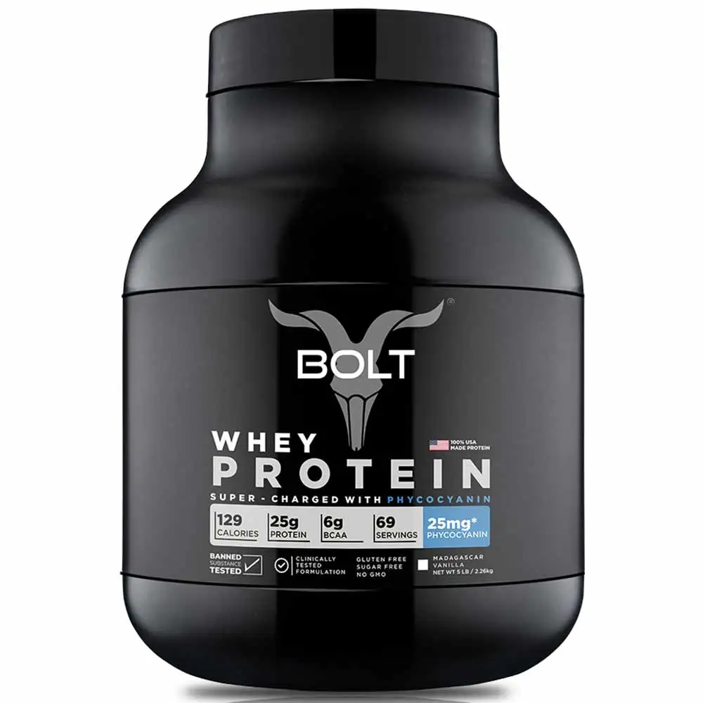 Bolt Whey Protein Super-Charged With Phycocyanin,  5 lb  Madagascar Vanilla