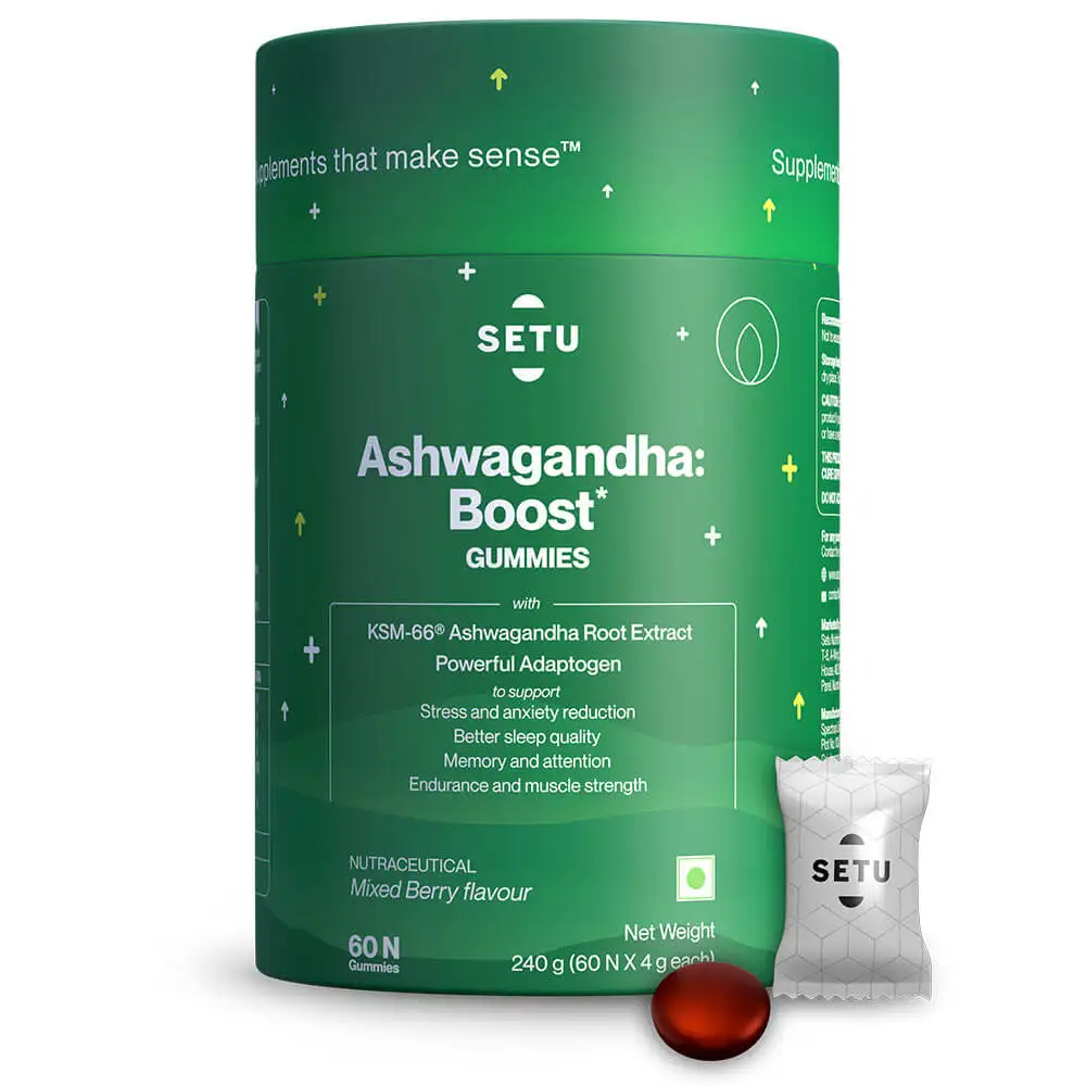 Setu Ashwagandha : Boost - Mixed Berry Flavour,  60 gummies