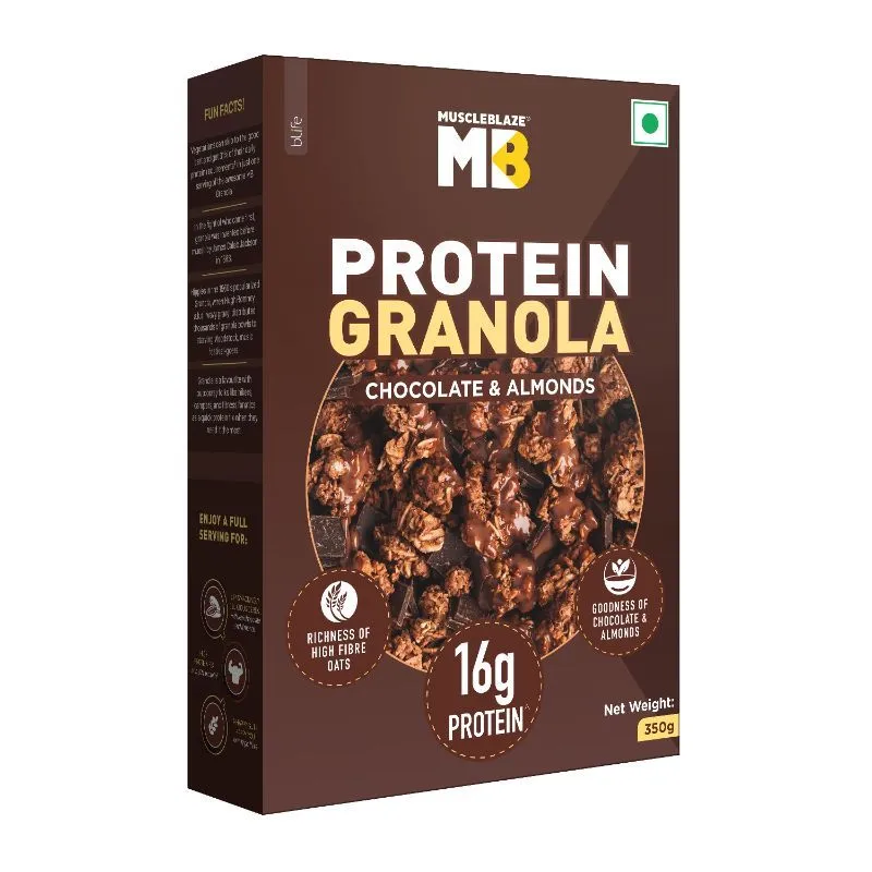 MuscleBlaze Protein Granola, 16 G Protein, Naturally Cholesterol Free, Chocolate & Almonds