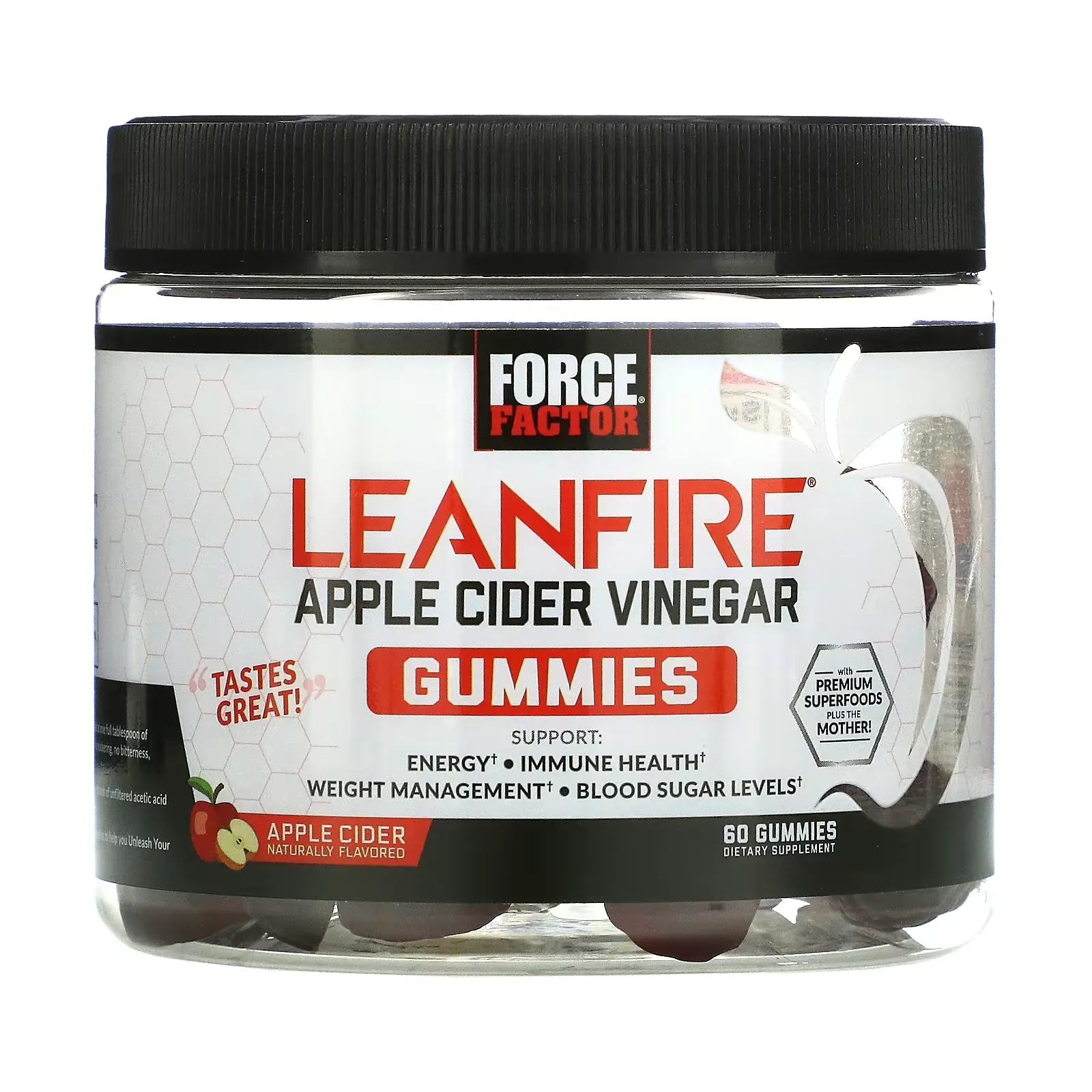 LeanFire, Apple Cider Vinegar Gummies with Mother, Apple Cider Naturally Flavored, 60 Gummies