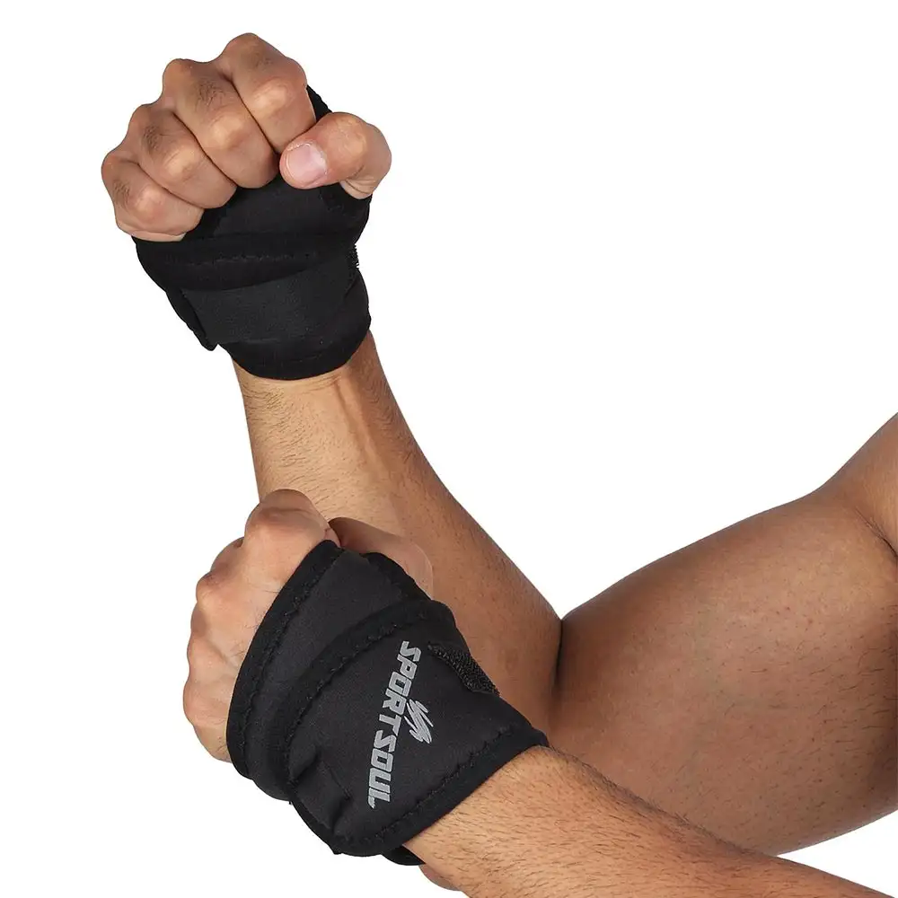 SportSoul Wrist Support & Thumb Wrap Combo,  Black  Free Size