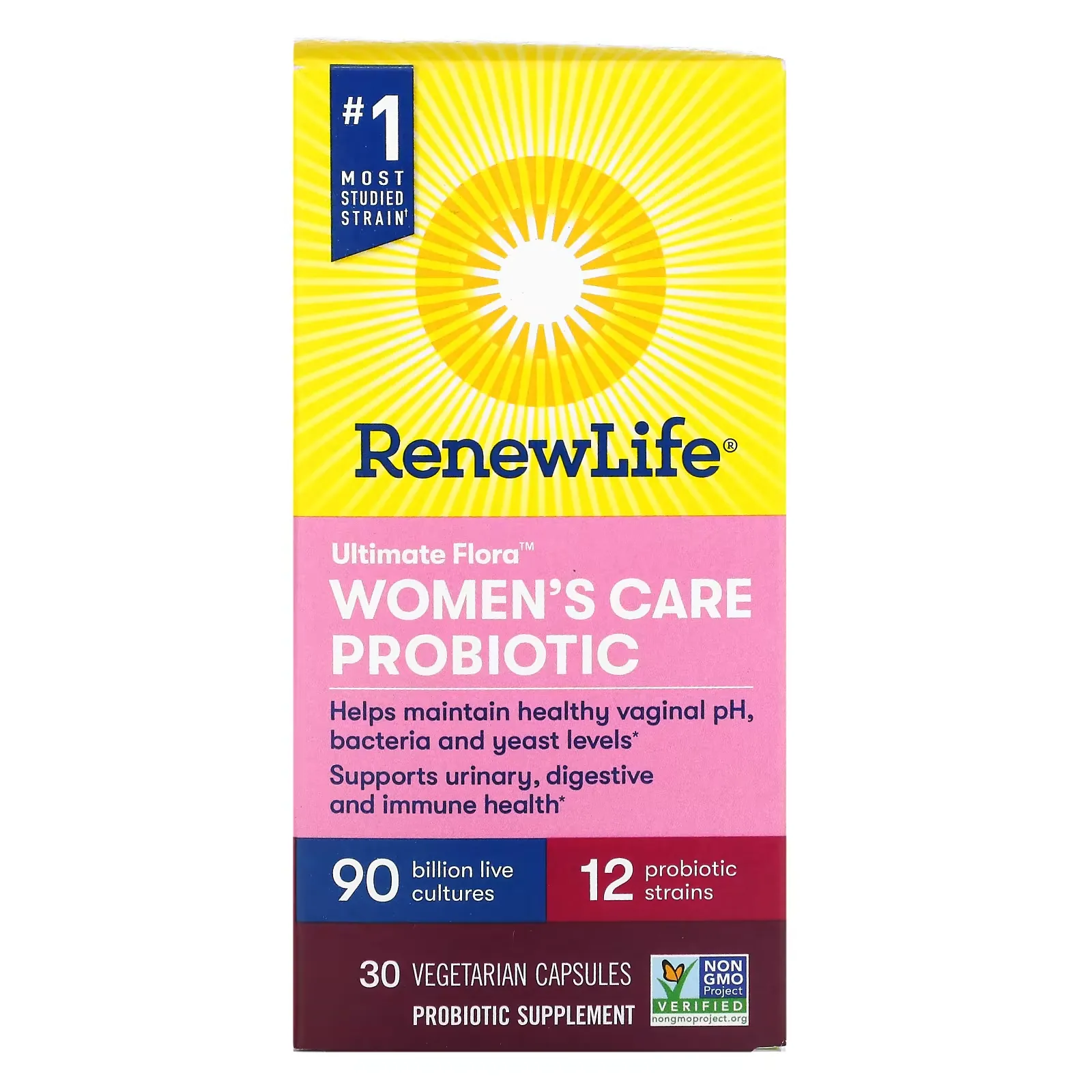 Ultimate Flora, Women's Care Probiotic, 90 Billion Live Cultures, 30 Vegetarian Capsules