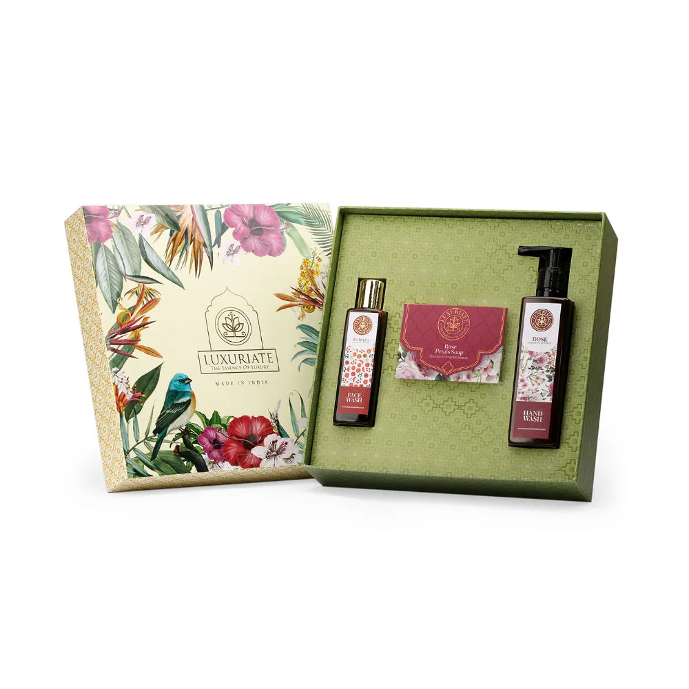 LUXURIATE Combo of Parijat Tomato Face Wash Rose Hand Wash & Soap