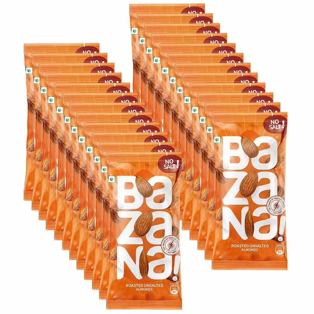 Bazana Roasted Unsalted Snacks,  Almonds  24 Piece(s)/Pack