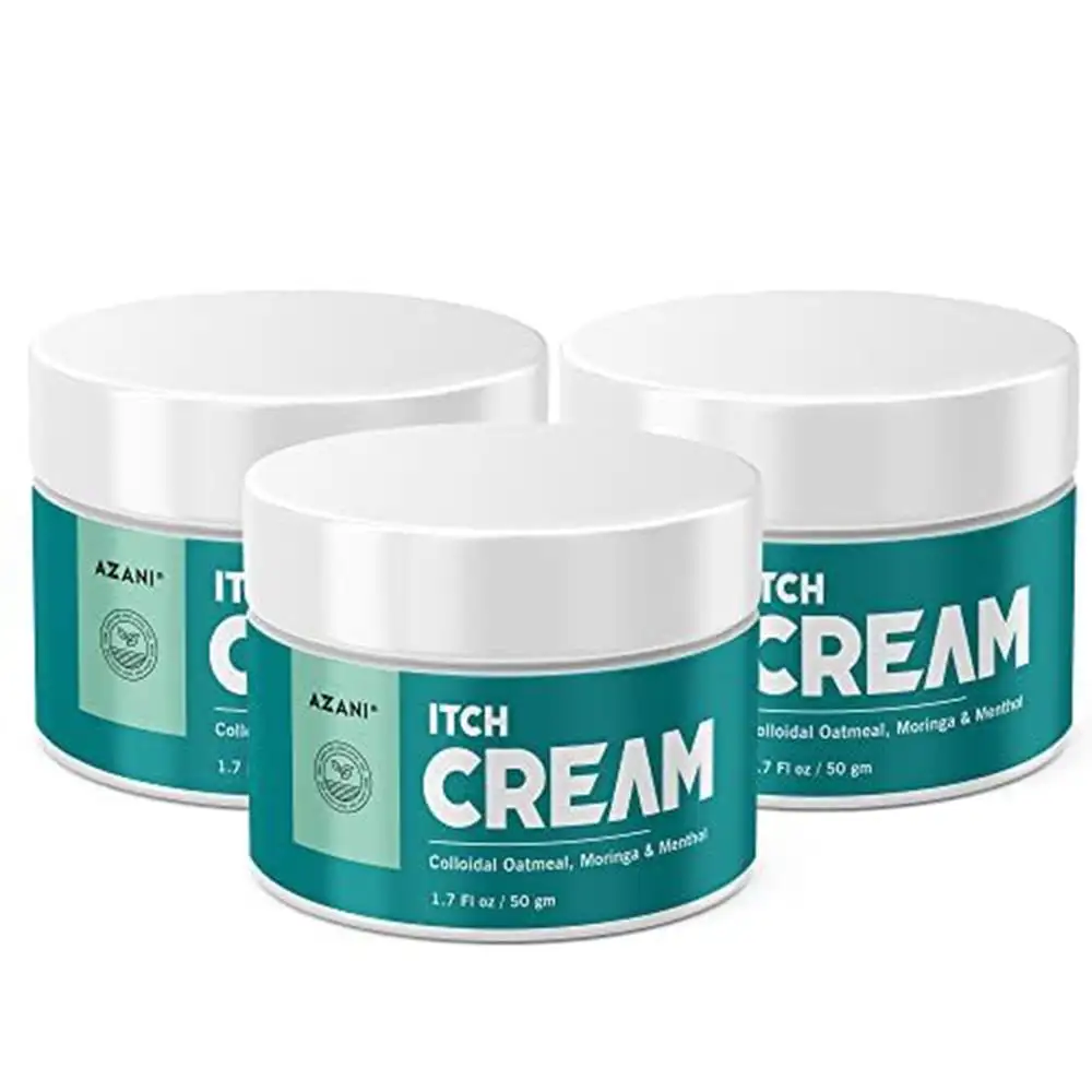 Azani Active Care Itch Cream,  Colloidal Oatmeal Moringa & Menthol Pack of 3  50 g