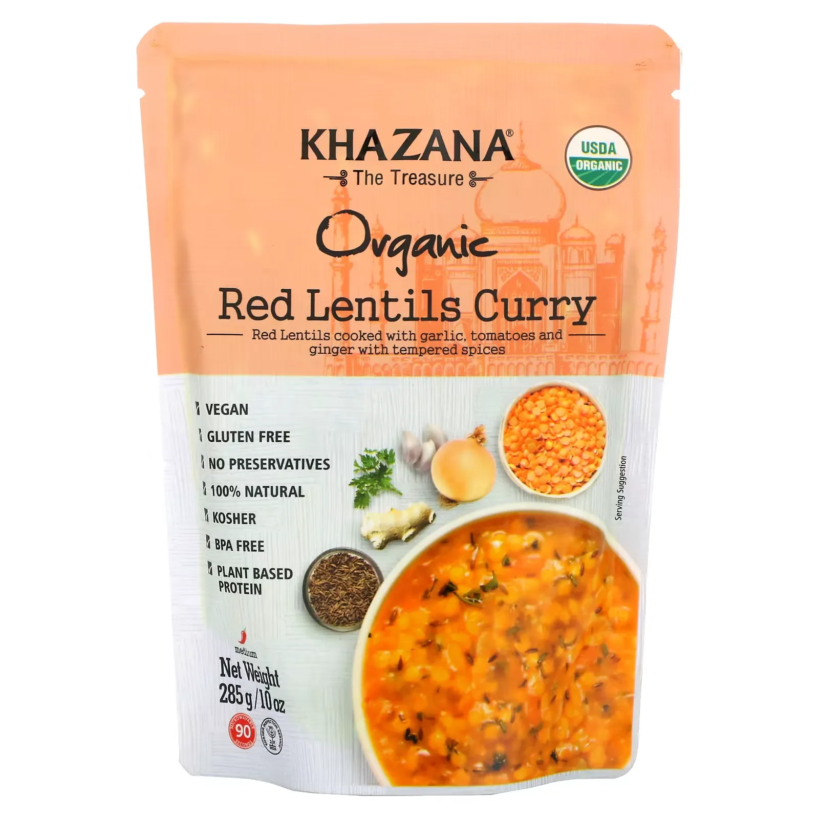 Organic Red Lentils Curry, Medium, 10 oz (285 g)