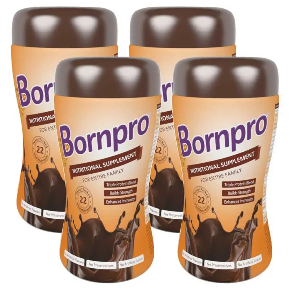 Bornpro Nutritional Supplement,  450 g  Delicious Chocolate (Pack of 4)