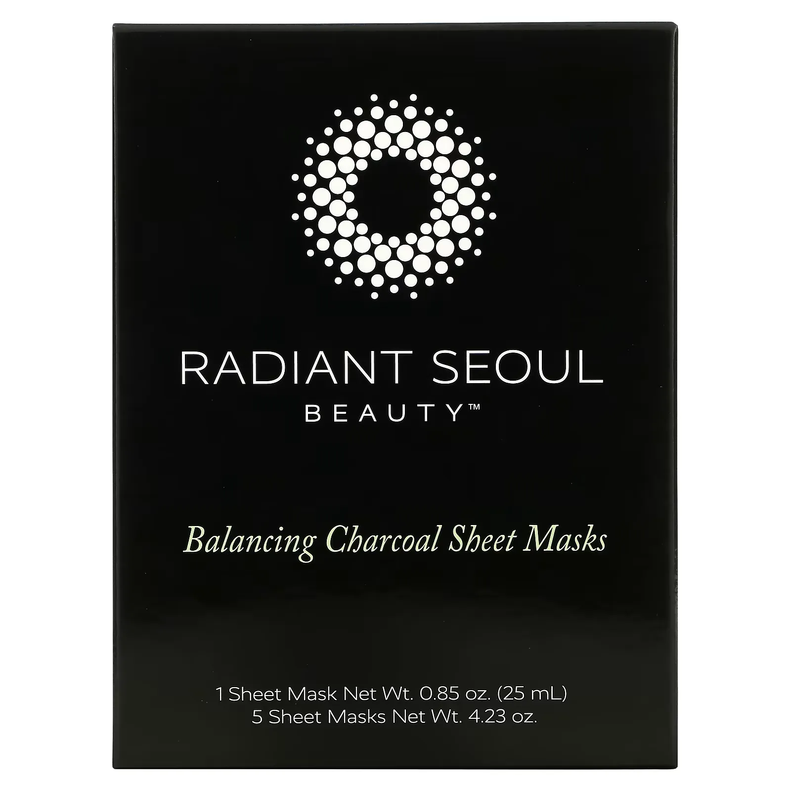 Balancing Charcoal Beauty Sheet Masks, 5 Sheet Masks, 0.85 oz (25 ml) Each