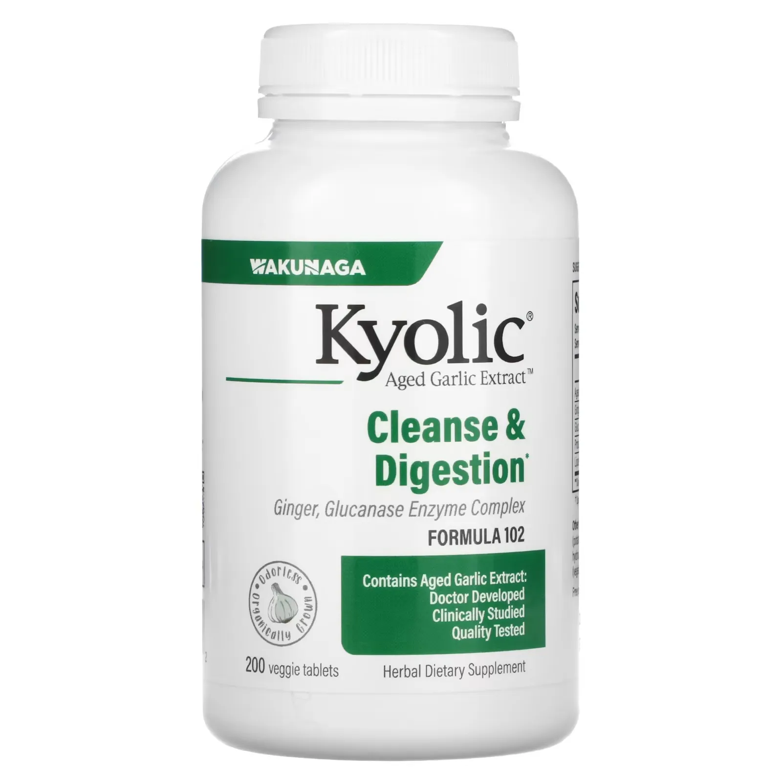 Aged Garlic Extract, Cleanse & Digestion, Formula 102, 200 Veggie Tablets