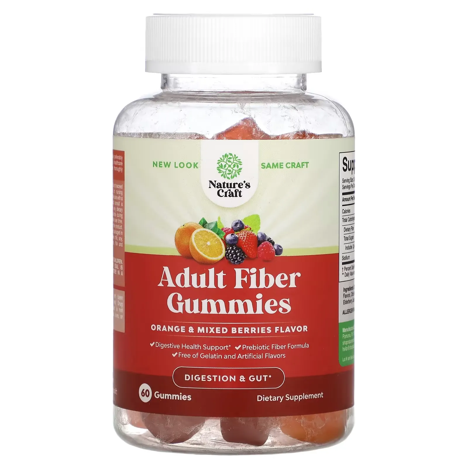 Adult Fiber Gummies, Orange and Mixed Berries, 60 Gummies