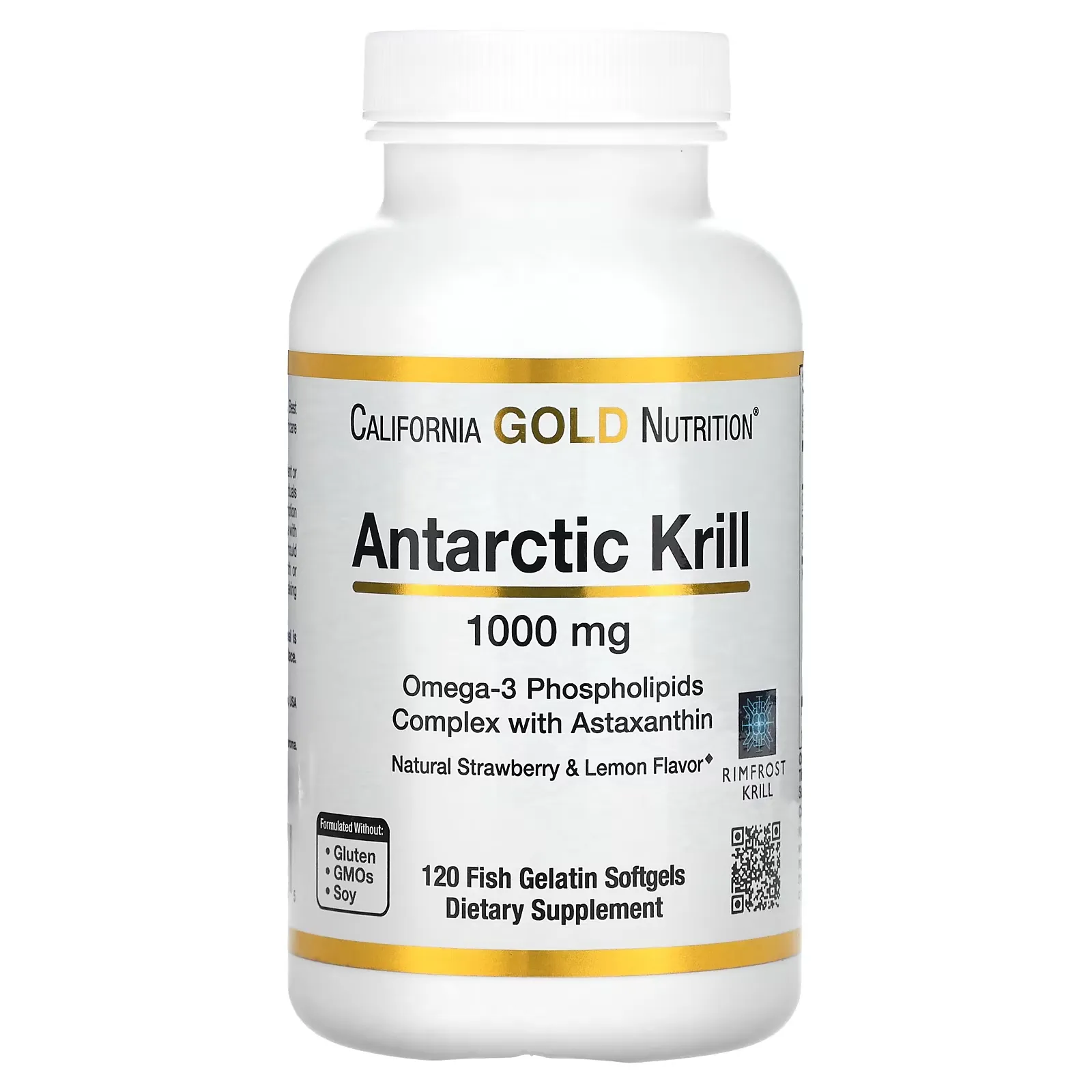 Antarctic Krill Oil, Omega-3 Phospholipids Complex with Astaxanthin, Natural Strawberry and Lemon Flavor, 1,000 mg, 120 Softgels