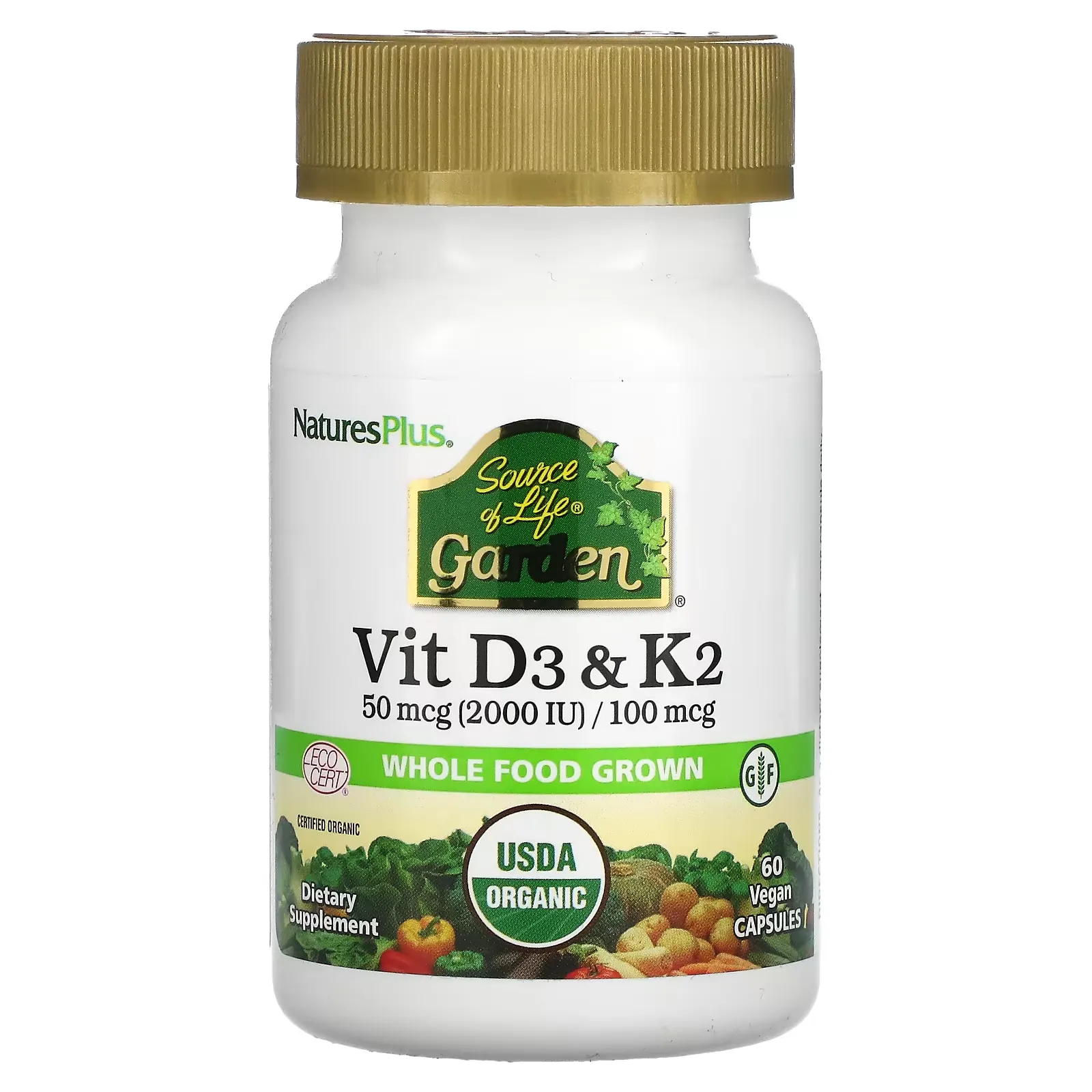 Source of Life Garden, Vit D3 & K2, 60 Vegan Capsules