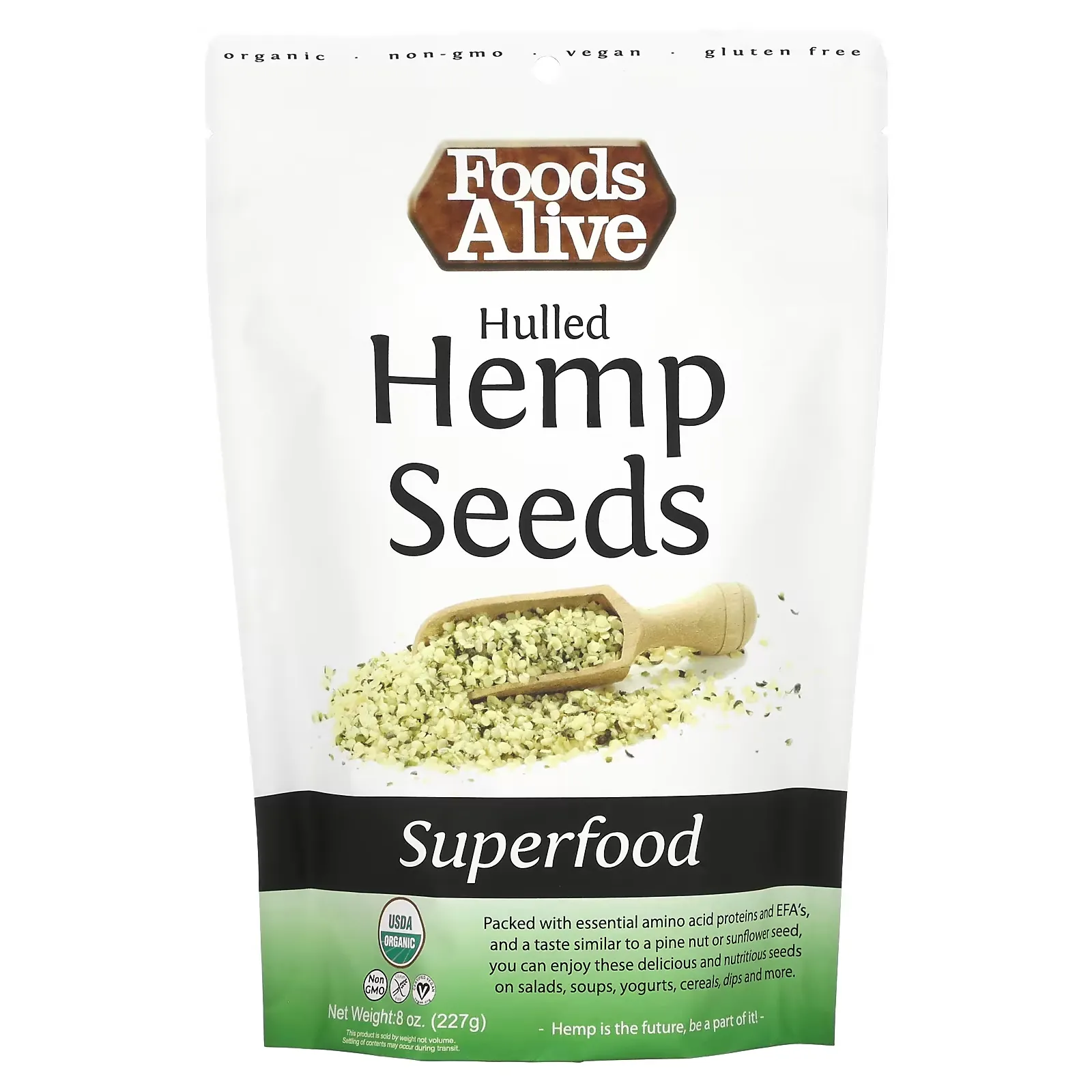 Superfood, Organic Hulled Hemp Seeds, 8 oz (227 g)