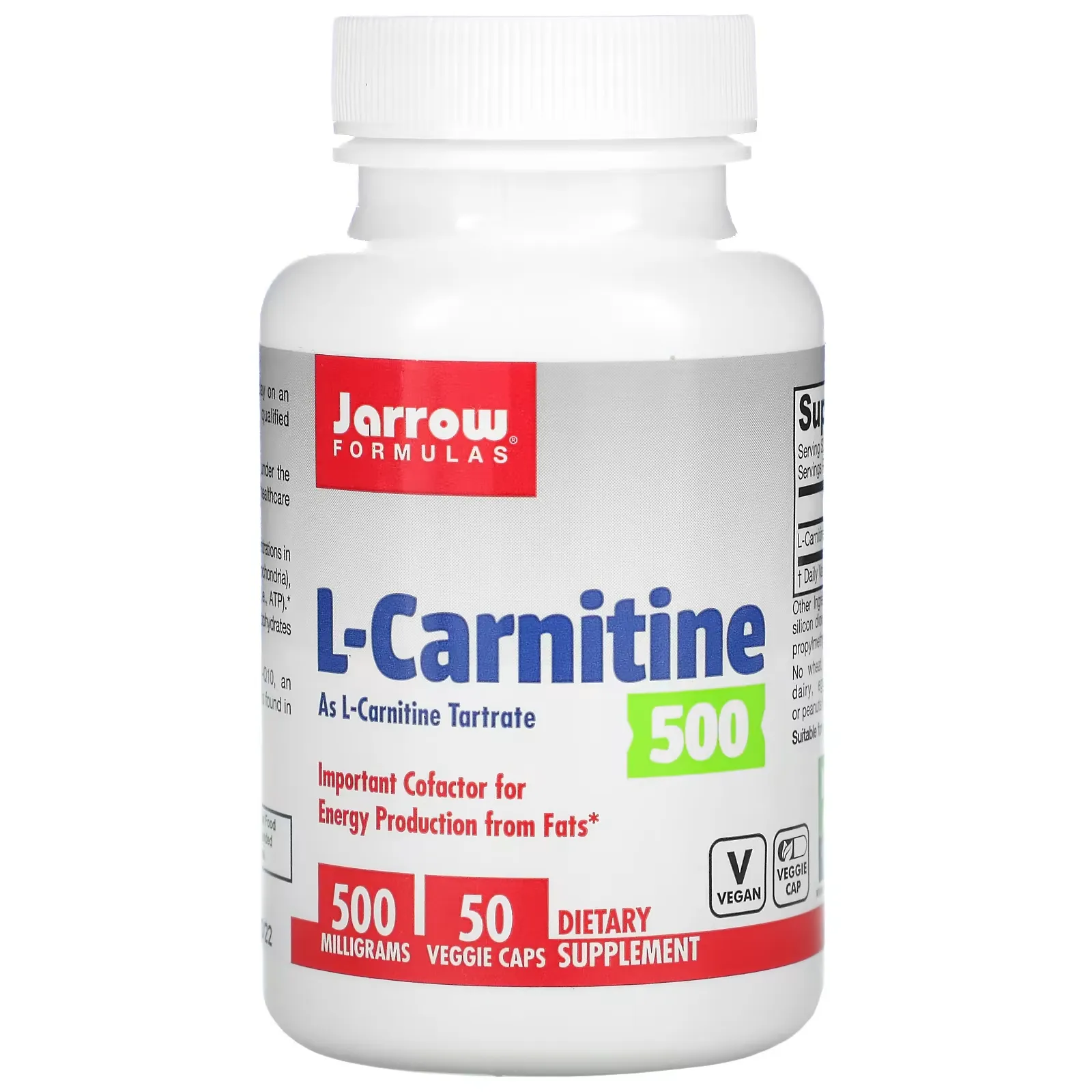 L-Carnitine 500, 500 mg, 50 Veggie Caps