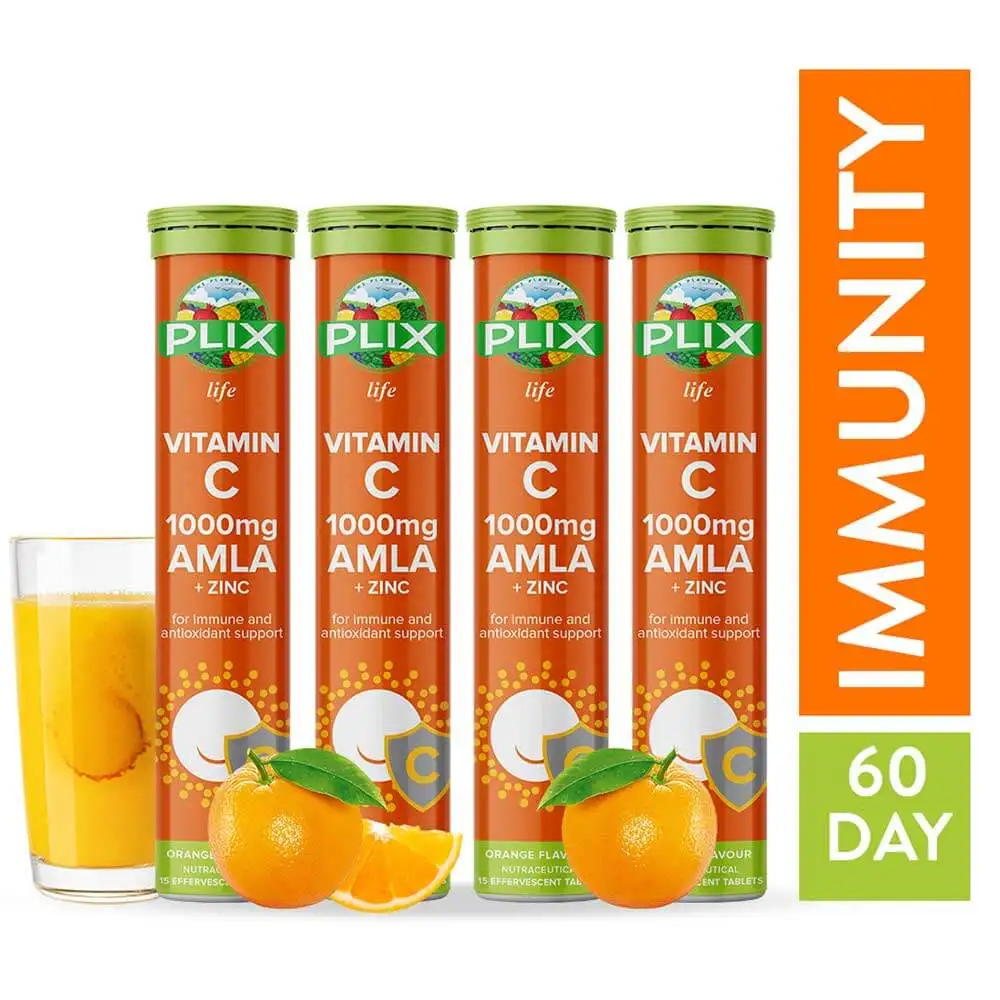 Plix Life Immune Booster Natural Vitamin C & Zinc,  60 tablet(s)  Orange Buy 2 Get 2 Free