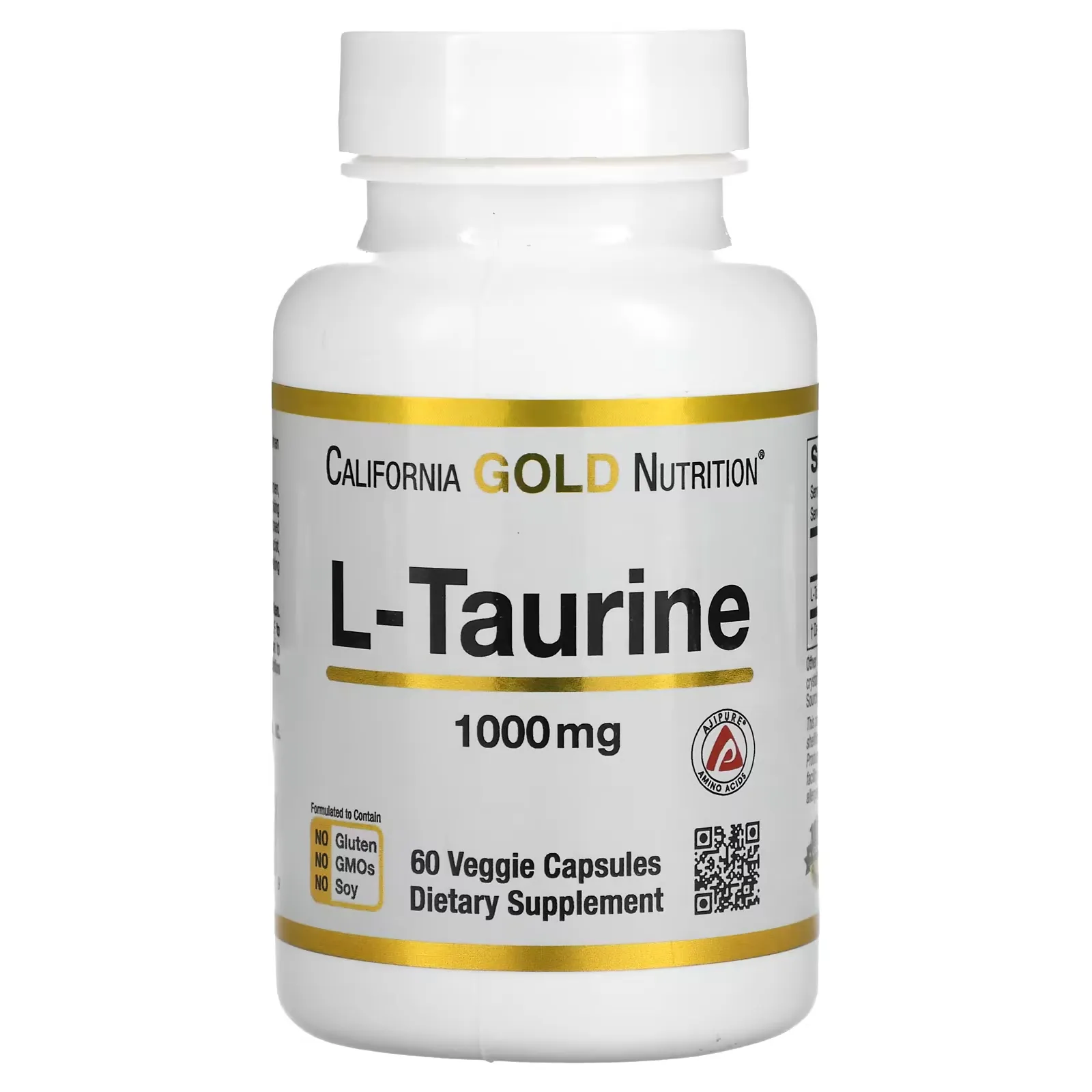 L-Taurine, 1,000 mg, 60 Veggie Capsules