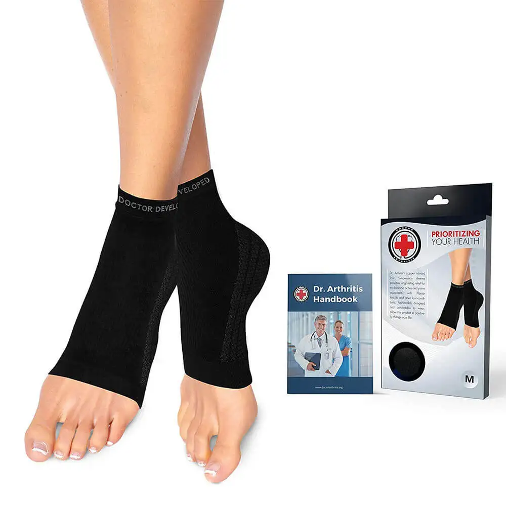 Dr. Arthritis Developed Copper Foot Socks,  Black (Pair)  Small