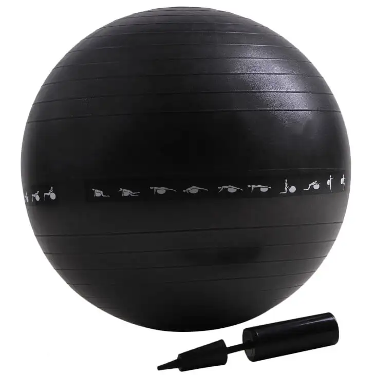 B Fit USA Anti-Burst Gym Ball with Pump (3629),  Black  75 cm