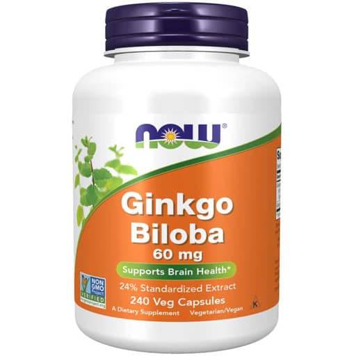 NOW Ginkgo Biloba, 60 mg, 240 Veg Caps