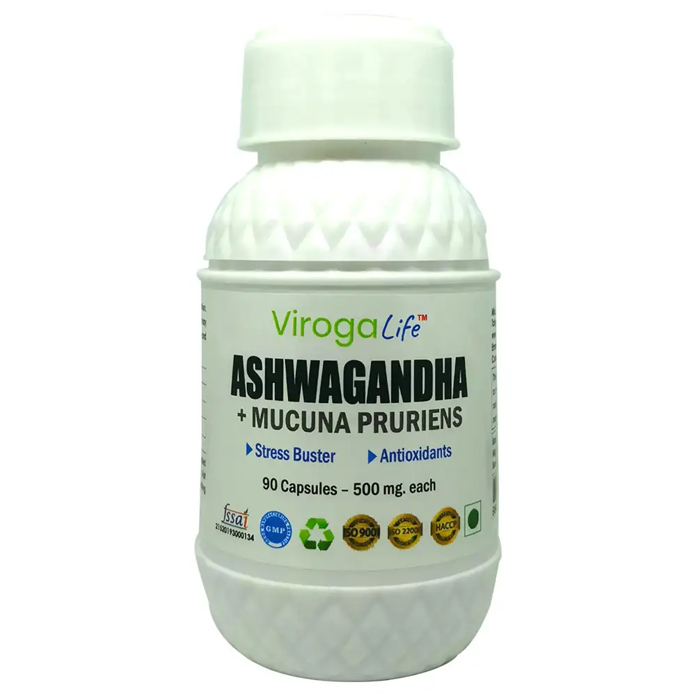 VirogaLife Ashwagandha + Mucuna Pruriens 500 mg,  90 capsules