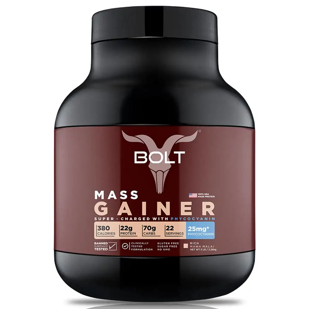 Bolt Mass Gainer Super-Charged With Phycocyanin,  5 lb  Mawa Malai